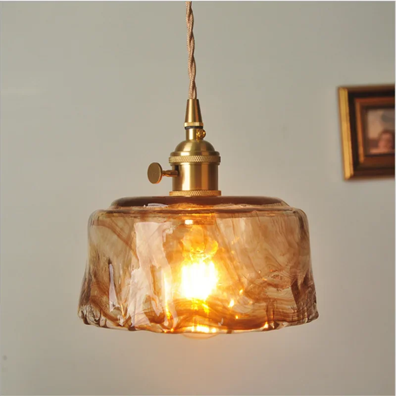 

Nordic Vintage Brass Glass Chandelier B&B Bar Dining Room Bedside Lamp Café Living Room Lamp