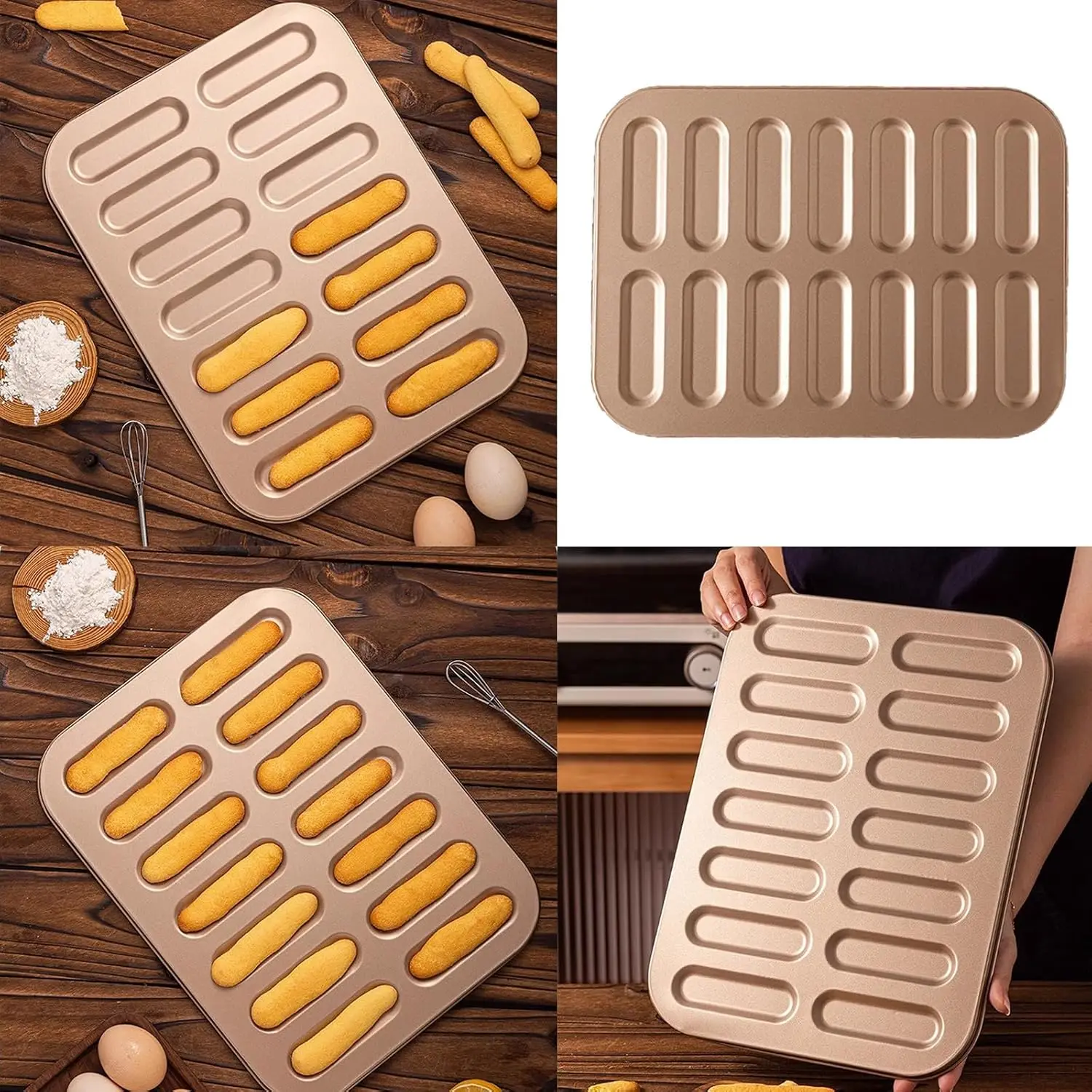 1PCS Finger Cookie Metal Baking Pan Non-Stick Carbon Steel  Puff Pastries Finger Cookies Tiramisu Mold Kitchen Bakery Tools Gift