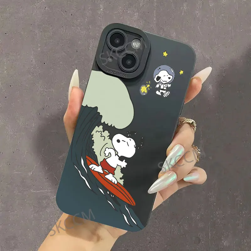 Lovely Cartoon Phone Case For iPhone16 15 14 13 12 11 Pro Max 12 13 Mini X XR XSMAX 7 8 Plus SE20 S-Snoopys Soft Silicone Cover