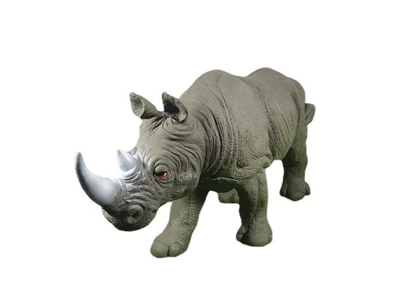 45 CM Soft Simulation Animal Model Wild Forest Animal World Rhinos Model Action Figures Toys Gift for Kids Educational Props