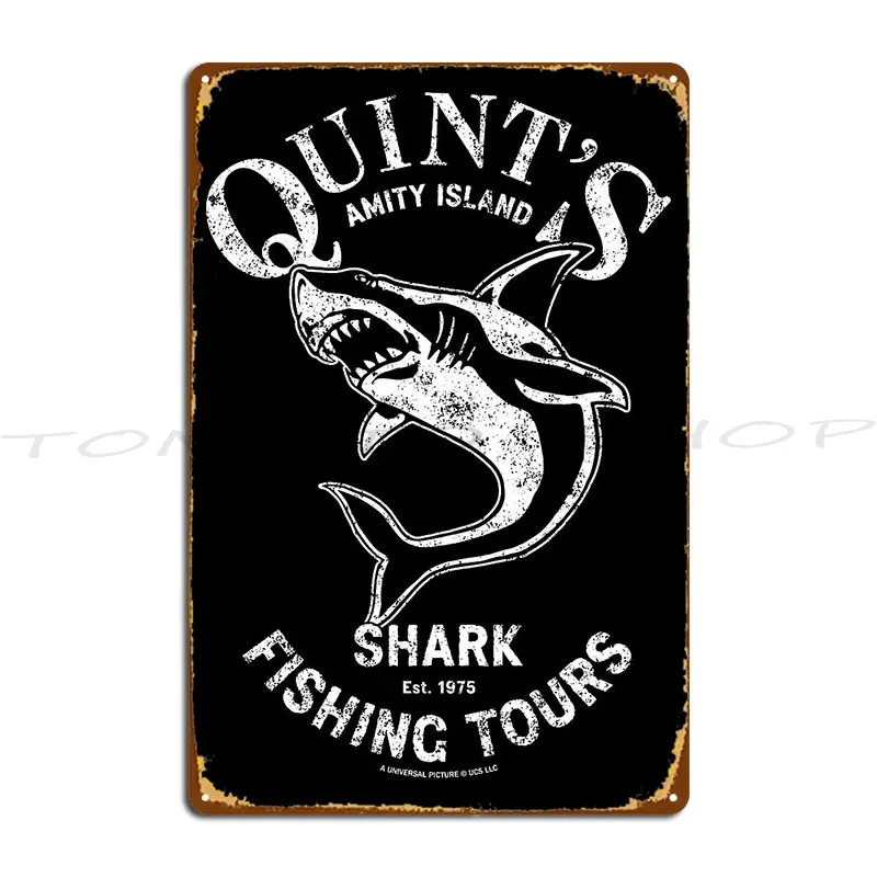 Quint S Shark Fishing Tours Metal Plaque Poster Wall Mural Wall Decor Create Club Print Tin Sign Poster