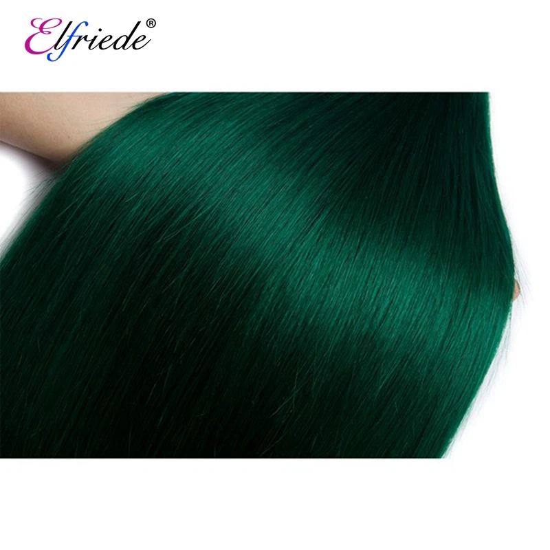 Elfriede 1B/Dark Green Straight Ombre Colored Human Hair Bundles Remy Human Hair Extensions 3/4 Bundles Deals Human Hair Wefts