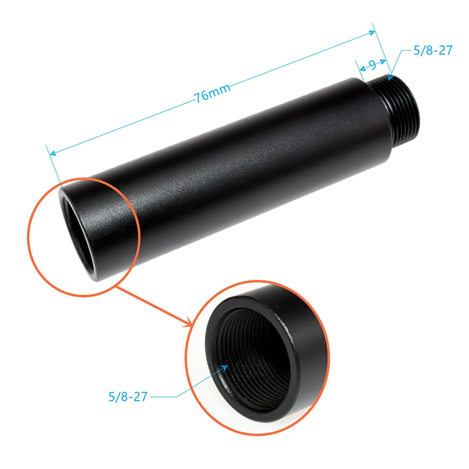 Microphone Stand Extension Tube 5/8 Inch Microphone Extension Tube Aluminum Alloy Stand Extender Screw with 1 Metal Adapters