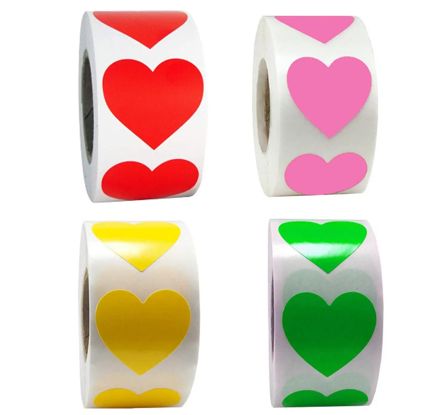 500 Pcs 1 Inch Colorful Love Stickers Red Yellow Green Pink Heart Stickers Wedding Gift Decorative Handmade Sealing Stickers