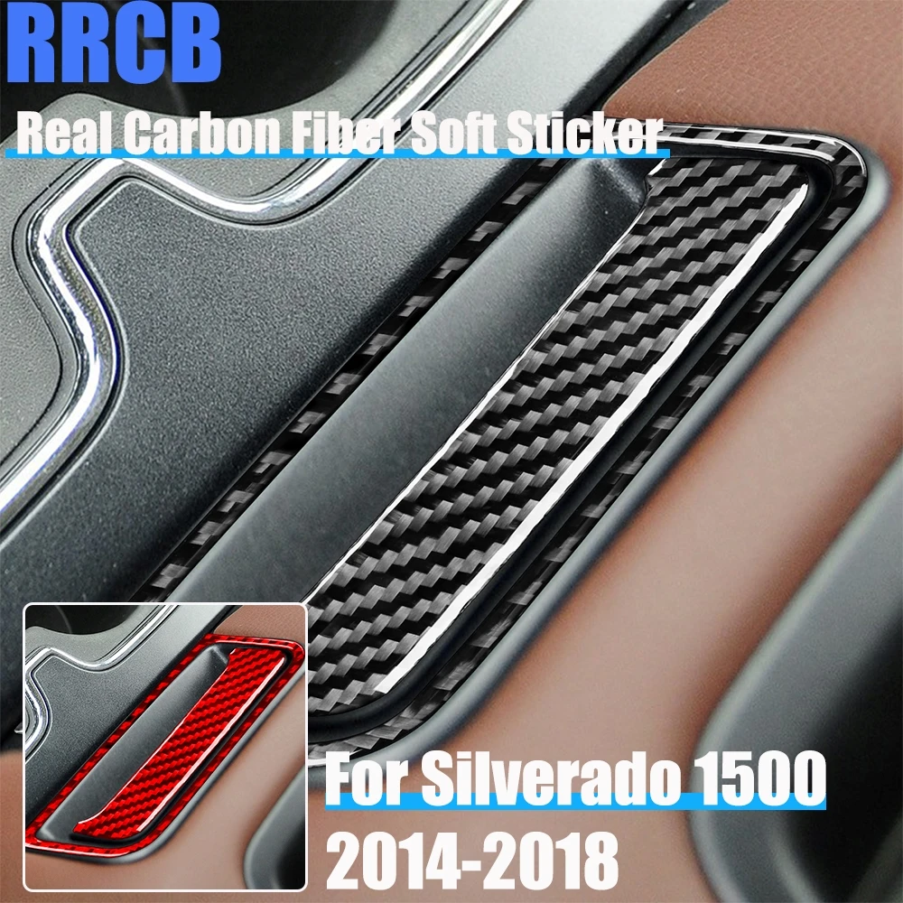 

Carbon Fiber Car Accessories Armrest Handle Trim Soft Cover Sticker For Chevrolet Silverado 1500 For GMC Sierra 1500 2014-2018
