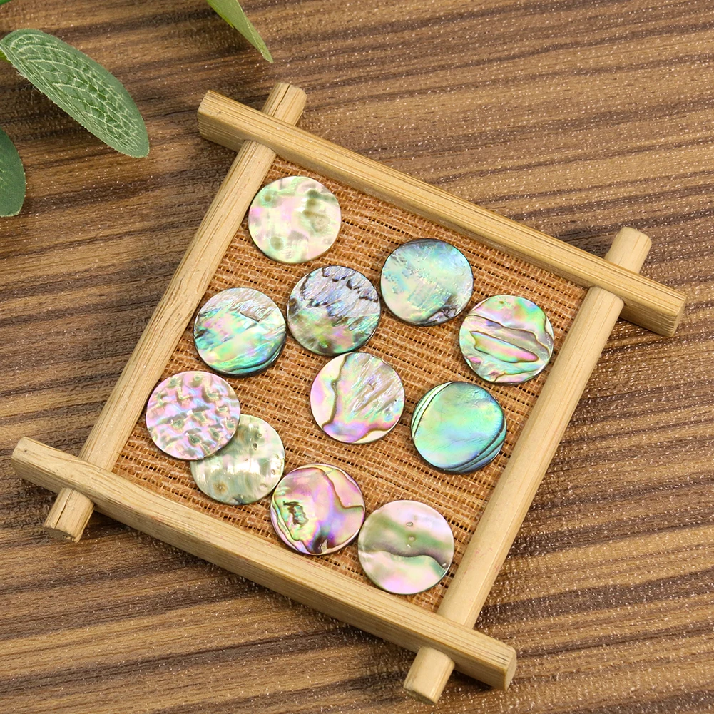 5PCS Natural Colorful Abalone Shell Beads Round Charm for DIY Making Button Bracelets Necklace Earrings Jewelry Findings No Hole