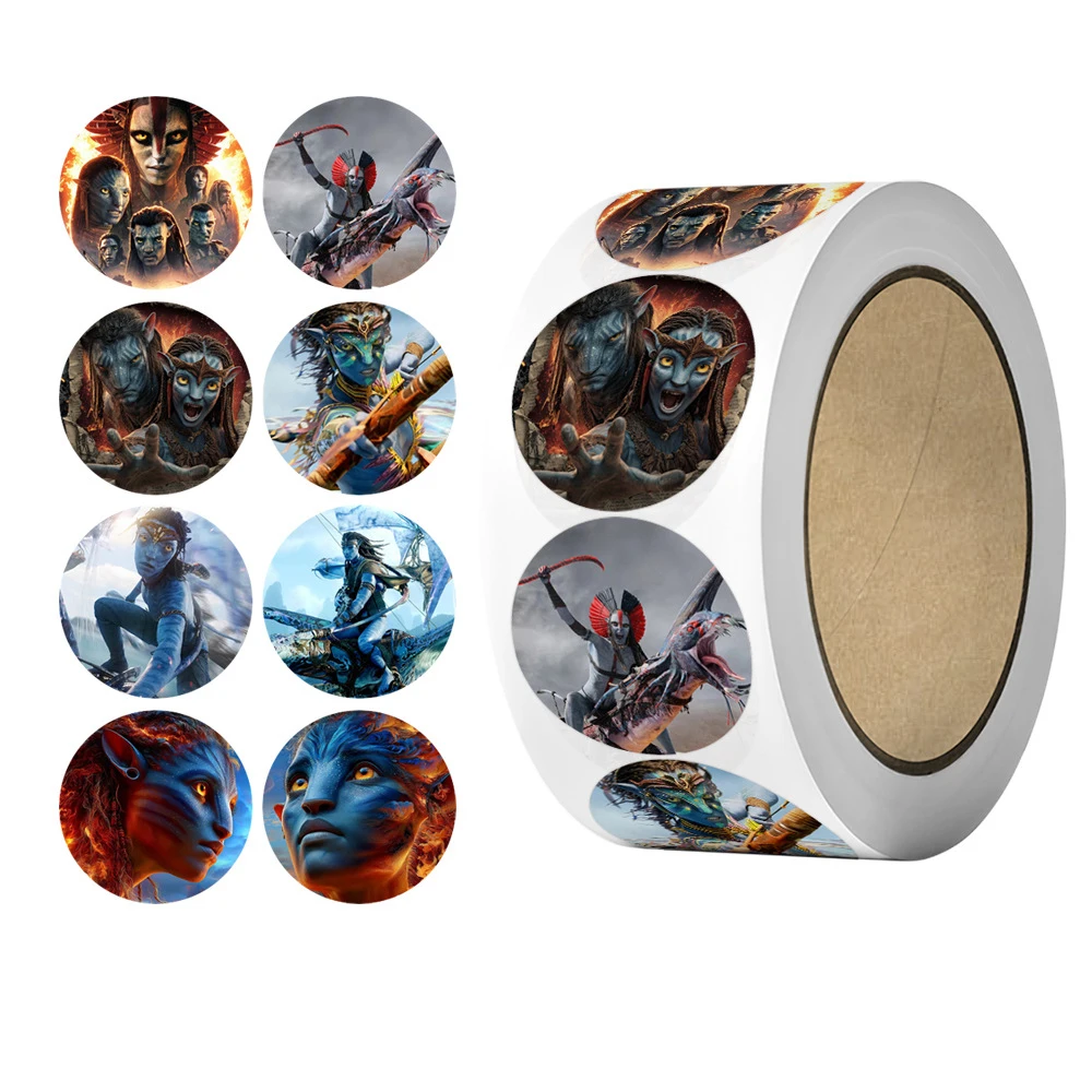 

500pcs/Roll Funny Cool Movie Avatar 3 Stickers Disney Cartoon Seal Label Sticker DIY Laptop Luggage Car Reward Decals Decoration