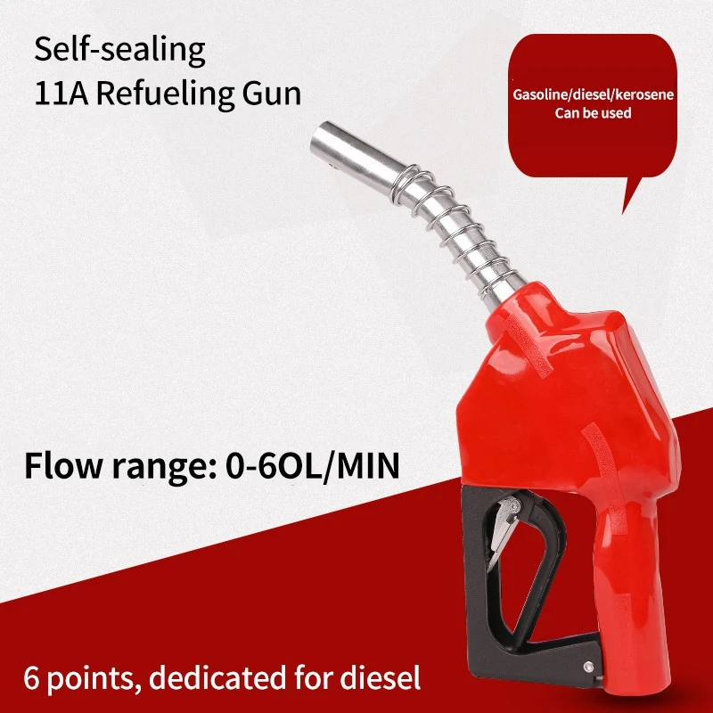 3/4 Inch Red Automatic Fueling Nozzle Auto Shut Off Aluminum Alloy Petrol Fuel Nozzle