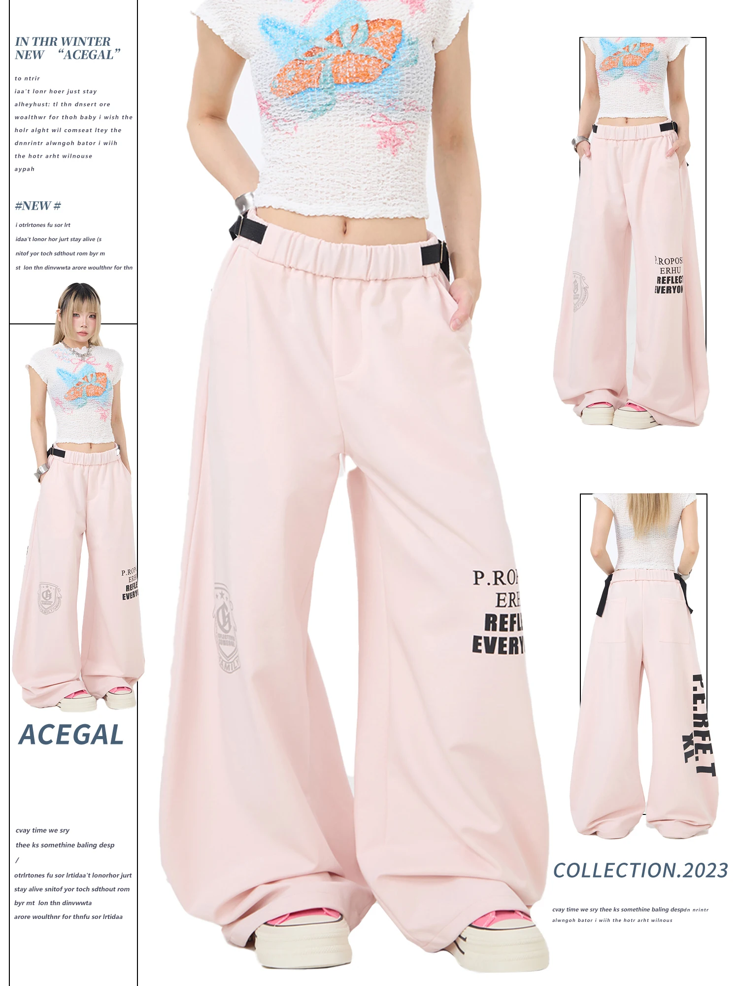 

Удобные повседневные спортивные брюки для девочек, розовые, широкие, для джазовых танцев, в стиле Харадзюку, прямые, свободного кроя