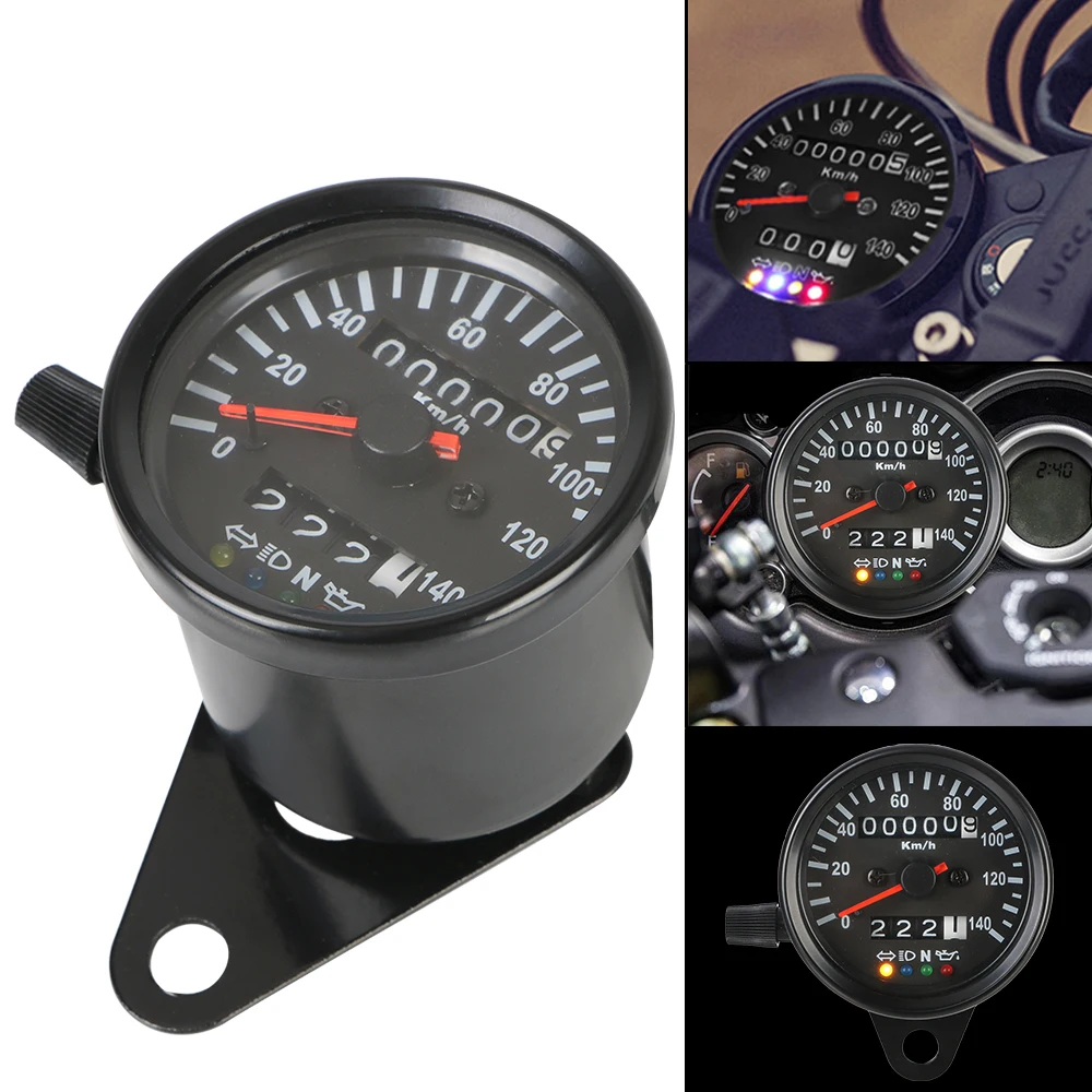 12V Motorcycle Speedometer For Cafe Racer Motorbike Backlight Indicator Universal with LED Signal Light Odometer Gauge