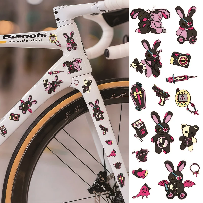 

Gothic Dark Rabbit Bicycle Stickers for Bike Frame Top Tube Graffiti DIY Waterproof Cycling Stickers Motorcycle Helmet Car Decal