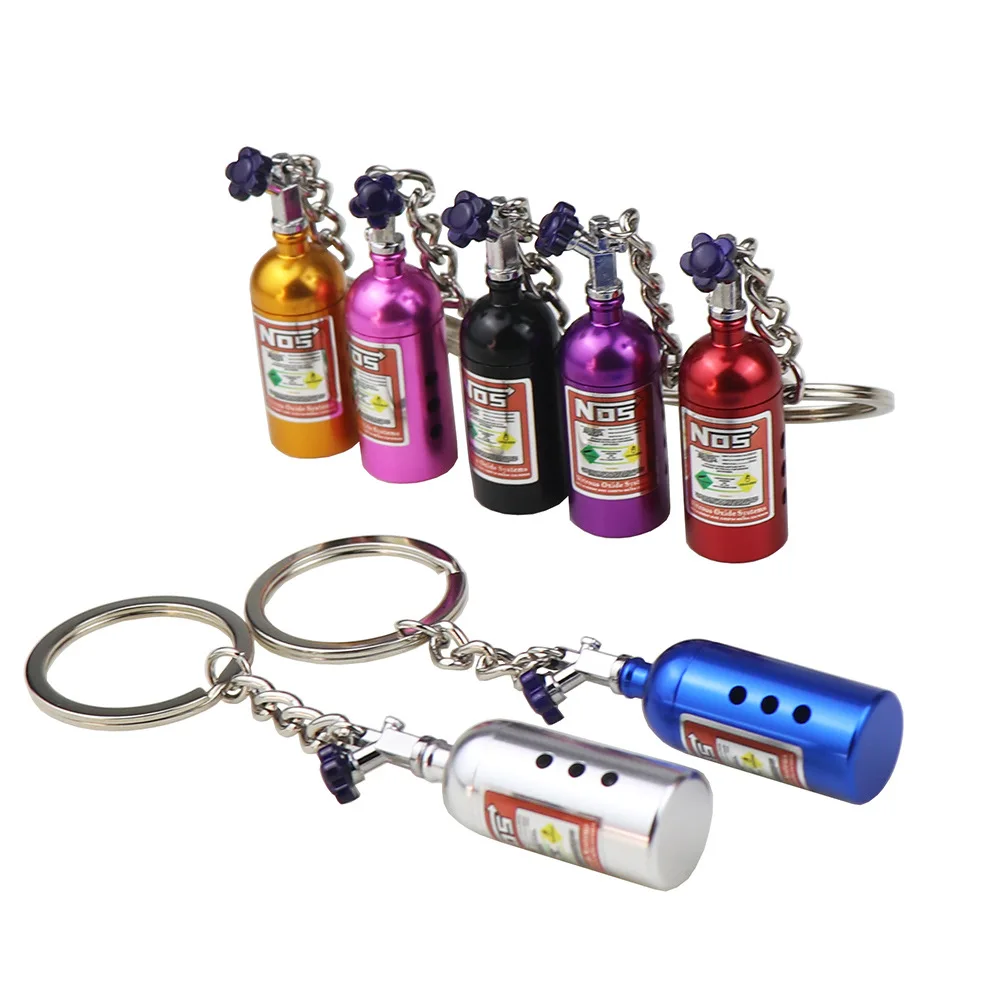 Creative Mini Nos Nitrogen Bottle Keychain Cute Pill Box Storage Key Ring for Women Men Car Handbag Phone Case Pendent Gifts