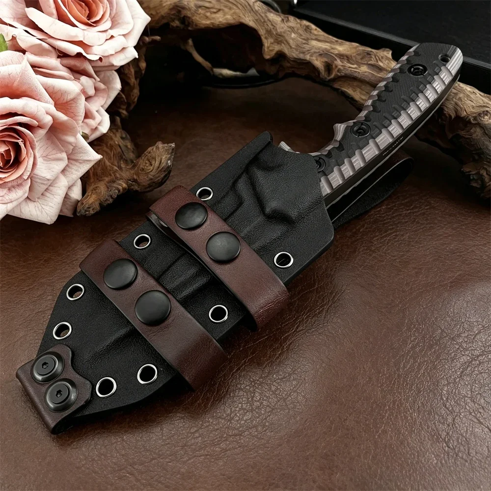 M27 EDC Fixed Blade Knife, Rustproof 9Cr18MoV Blade Anti-slip G10 Handle, Portable Outdoor Knife for Camping Hiking Fishing