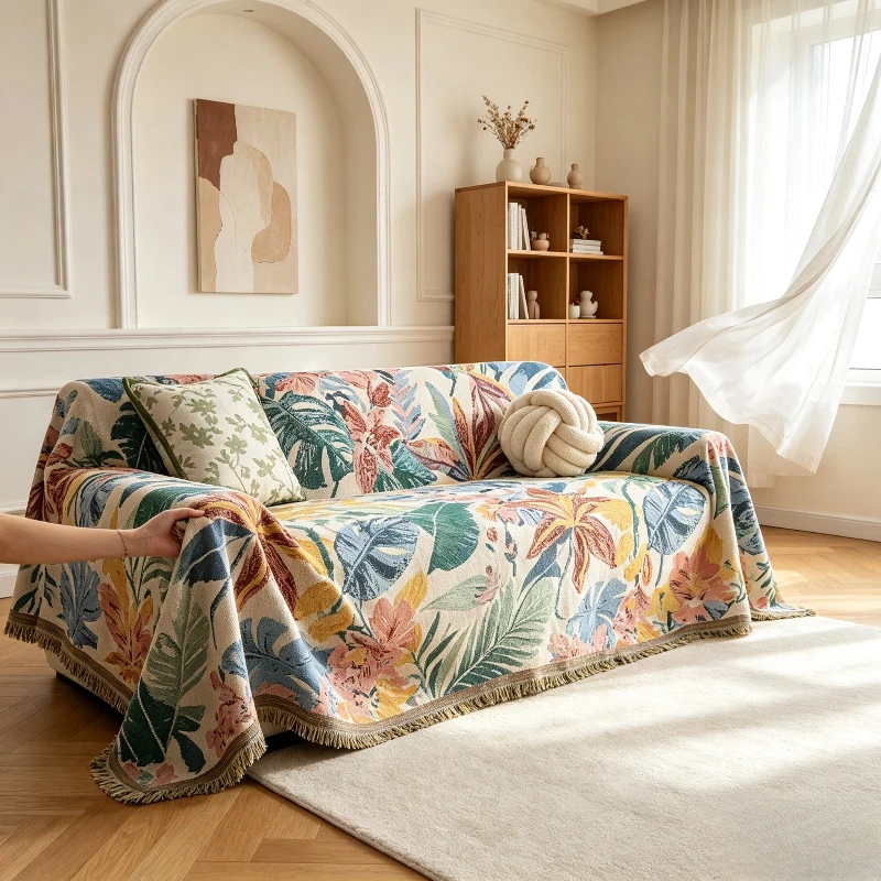 Sofa Cushion Cover Living Room Dust-Proof Sofa Cover Anti Cat Scratch Seat Cover Lounge Chair Corner L-Shaped Sofa Cover