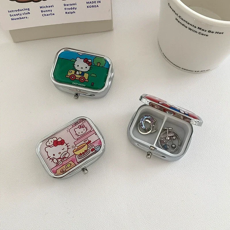 かわいい分割金属製小型薬箱ポータブル梱包箱旅行用かわいいミニ防湿・防光収納ボックスフェスティバルギフト