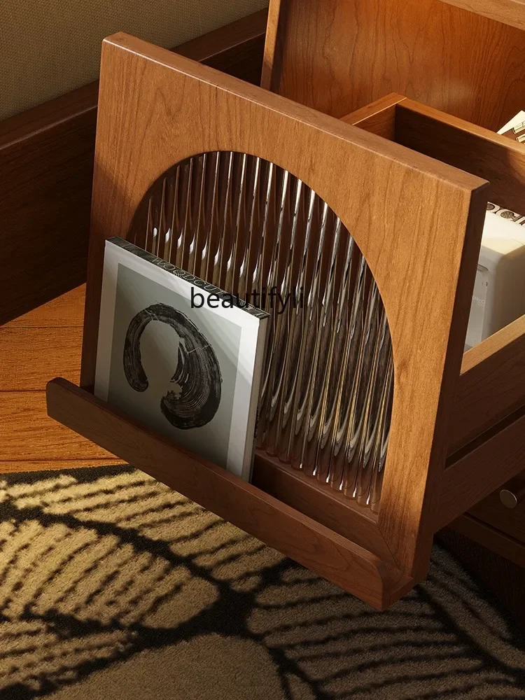 طاولة سرير خشبية ss7486، تخزين بسيط في غرفة النوم، خزانة تخزين صغيرة فائقة الضيق للاستخدام المنزلي، خزانة بجانب السرير لتورا #3