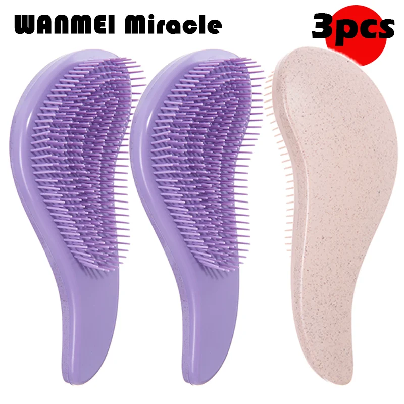 1/3pcs Magic Detangling Hairbrush Wheat Straw Scalp Massage Comb Soft Anti-static Gentle Grooming Brush Salon Hair Styling Brush