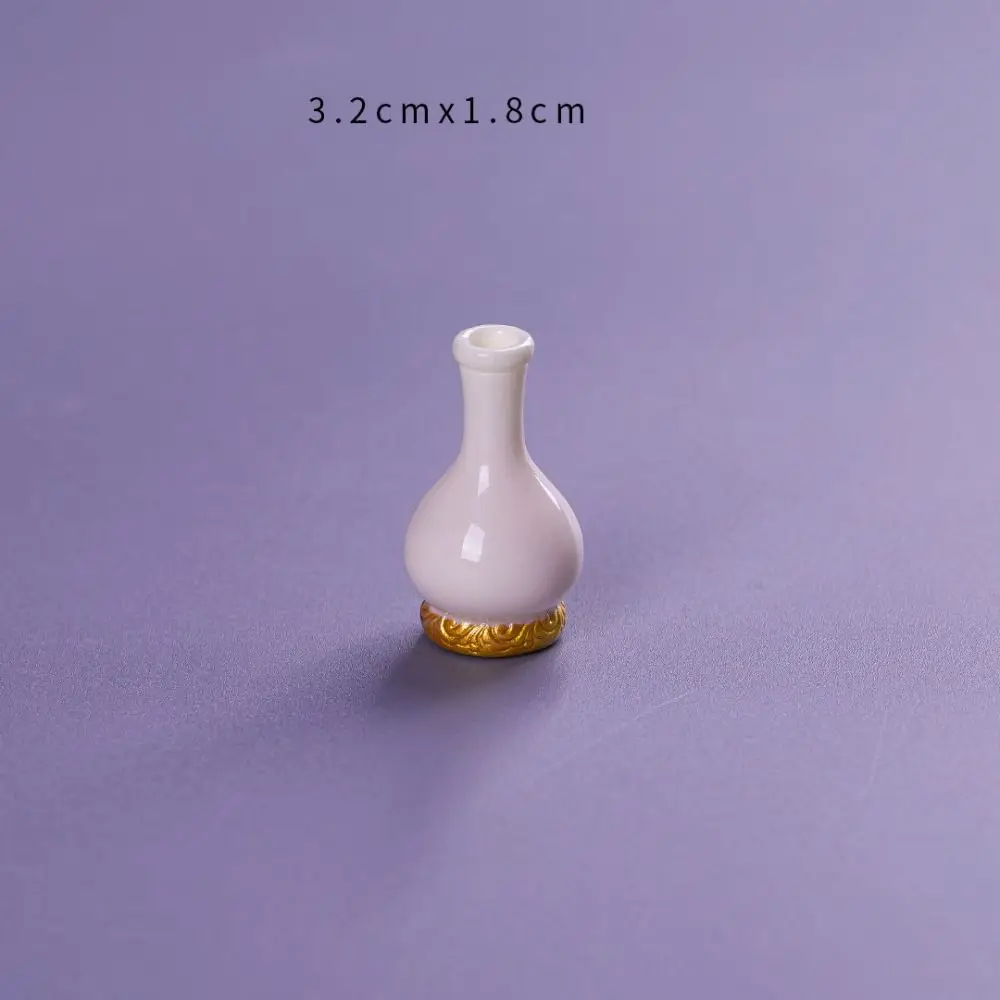 9PCS Simulation Mini Vase Porcelain Resin Small Size Porcelain Resin Vase Vintage Style Decorative Bottle DIY Flower Bottle