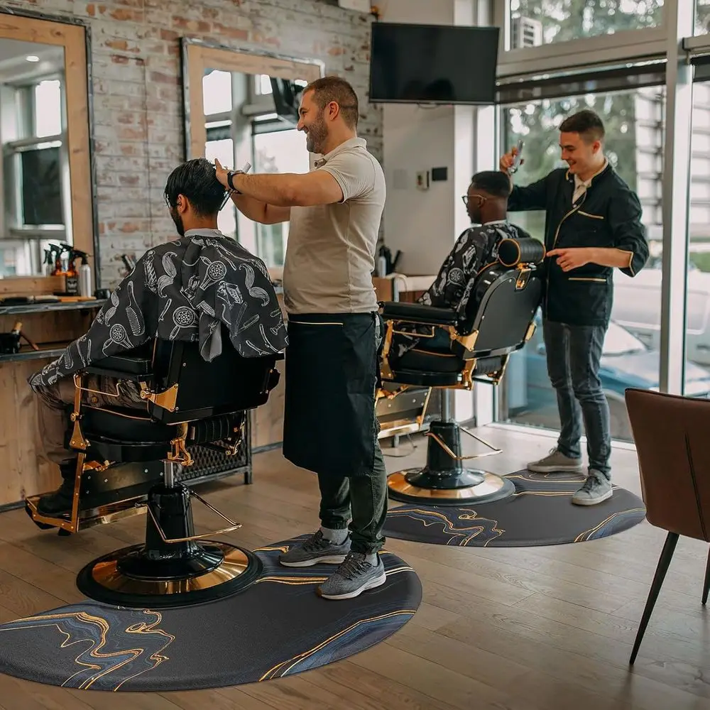 5/8 Thick Non-Slip Barber Floor Mat with Round Cutout for Styling Chair