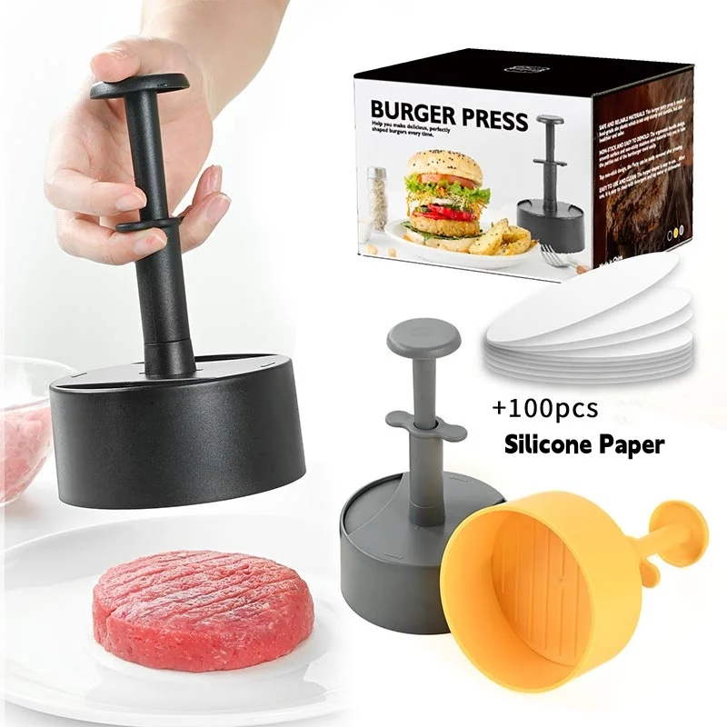 

Пресс для гамбургеров, ручка из АБС-пластика, пружинный пресс для мяса из нержавеющей стали, кухонный круглый пресс, пресс для мяса для гамбургеров