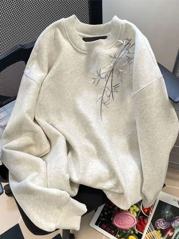 

Новый китайский круглый свитшот Ne, женский осенне-зимний свободный крой, длинный свитер, дизайн, сенсация, повседневный модный топ