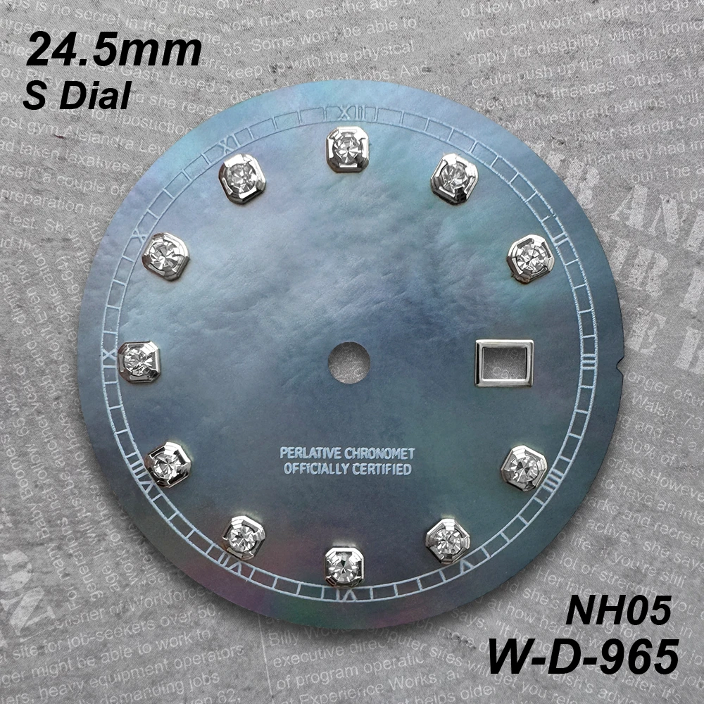24.5mm S Logo Diamond Seashell Dial Suitable For NH05 Japan Movement Quality Ladies Watch Modification Accessories