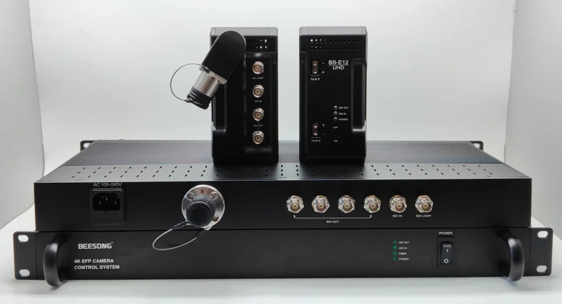 12G SDI Video in  with Loop Out ,PGM Video Return  Smpte  3k93c  Connector 600m Power Support EFP CCU Fiber Optic Transmitter