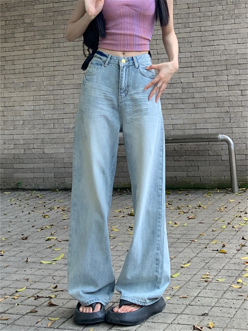 

Alien Kitty Light Blue New Jeans Women Chic Straight Loose Daily Slim Mujer 2023 Casual Mopping Pants Summer Office Lady Denim