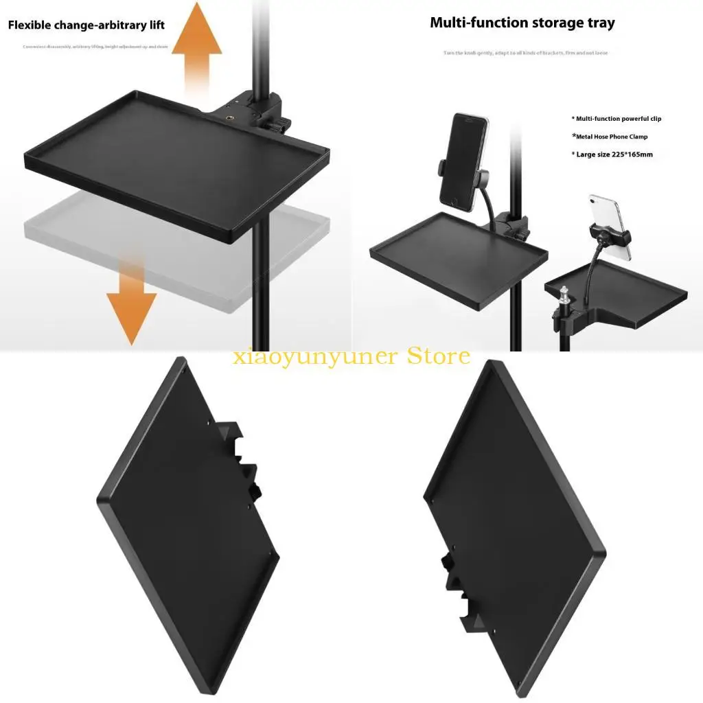 P9JB Microphone Stand Plastic Sound Card Tray Mic Stand Clamp On Sound Card Tray