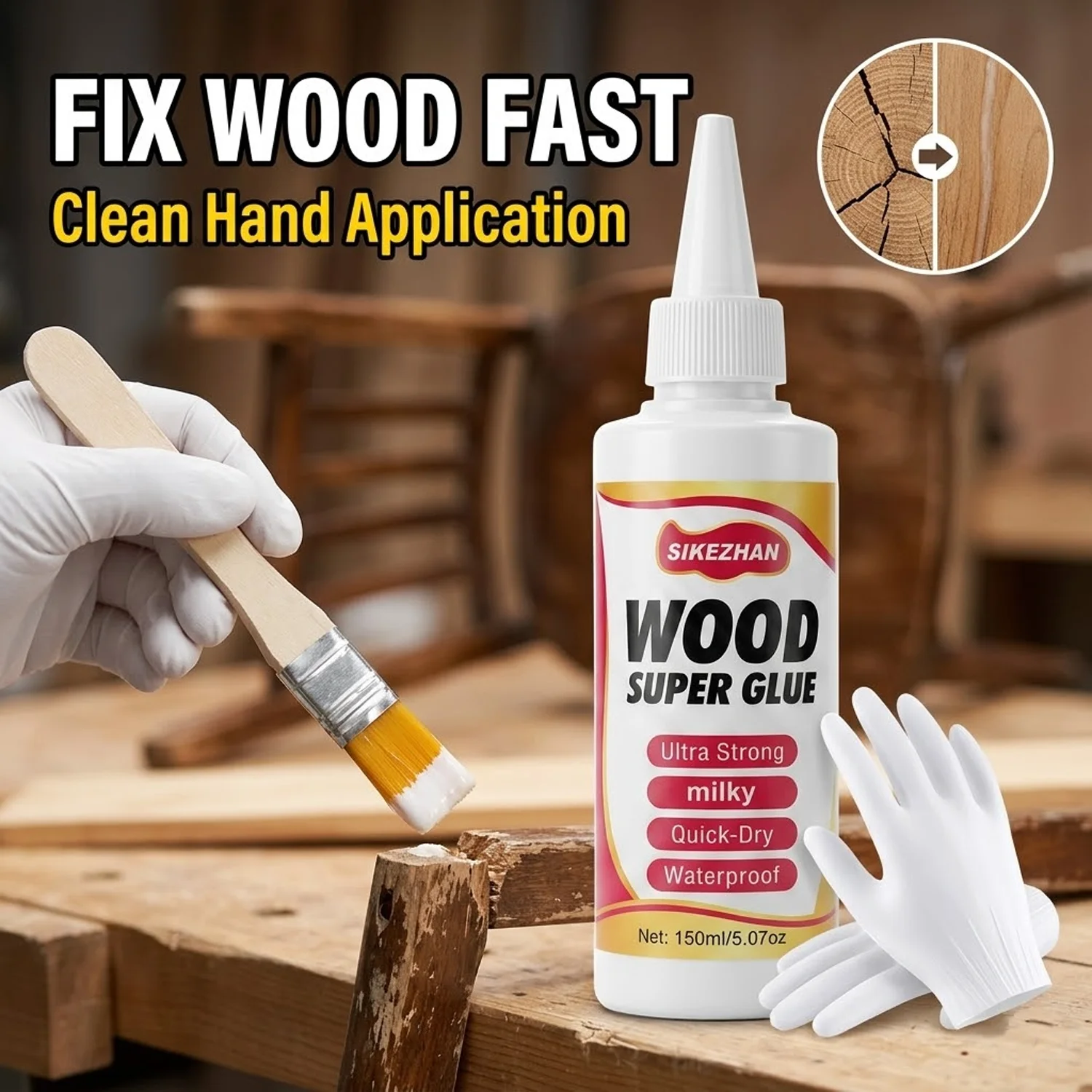 Wood Glue Ultra Strong Adhesive Quick Dry Waterproof Liquid Bond for Furniture Repair Carpentry DIY Woodworking Tools