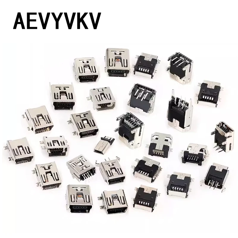 10PCS Mini USB SMT SMD DIP 5 Pin Female Mini Type B Socket Connector Plug Straight DIP Jack Tail Connector Plug-in MINI USB