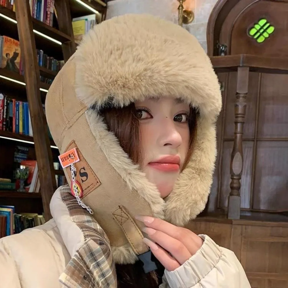 Fashion Thick Bomber Hat with Ear Flaps Waterproof Ear Protectors Hats Keep Warm Faux Fur Winter Hat Male