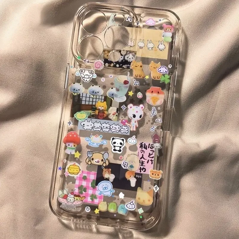 Kawaii Doll Sticker Pattern Phone Case For Samsung S26 S25 S24 S23 S22 S21 S20 FE Plus Ultra Lite Edge 5G Clear Soft TPU Cover