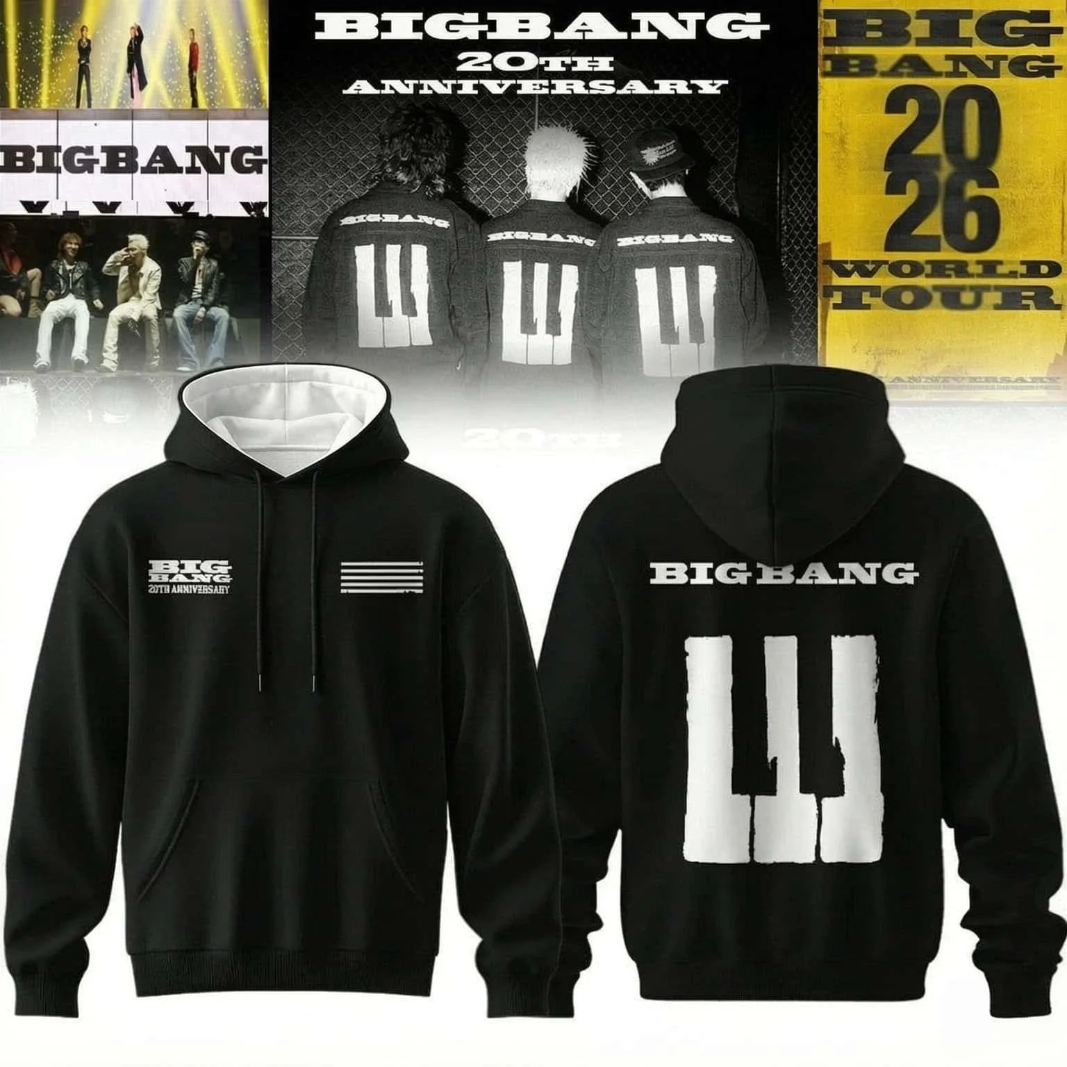 2026 Bigbang 20th Anniversary Concert Bigbang Letter Unisex Hoodie Front Back Print Kpop Fans Oversized Pullover Sweatshirt