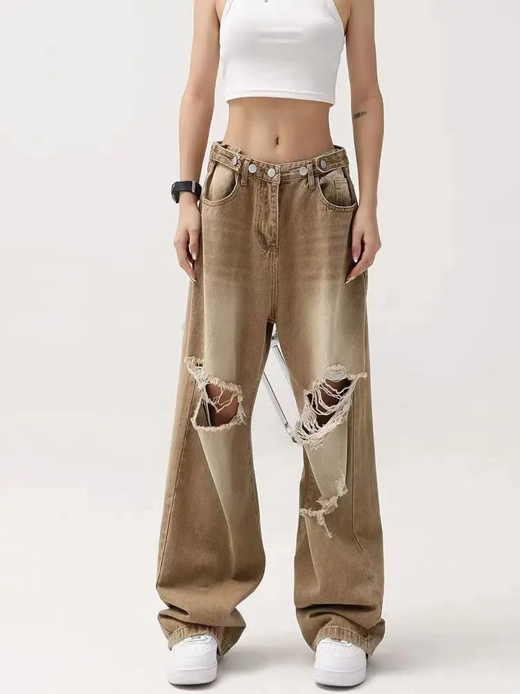 

Ripped Jeans Autumn American High Street Ins Straight Pants Oversize New Style Pants Women Men