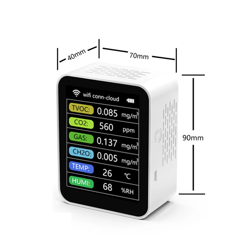 Formaldehyde Monitor Temperature Humidity Pm2.5 Portable Multifunctional 6 In 1 Home Air Quality Tester Gas Detector Pm10