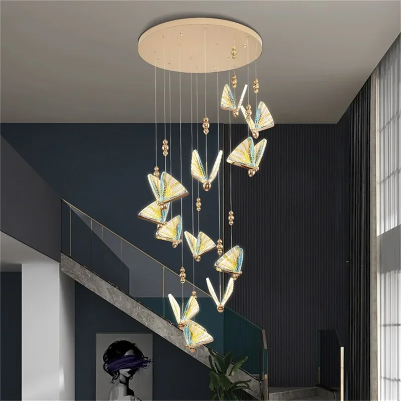 COLIN Nordic Butterfly żyrandole oprawy nowoczesne lampy wiszące Home LED do schodów przedpokój