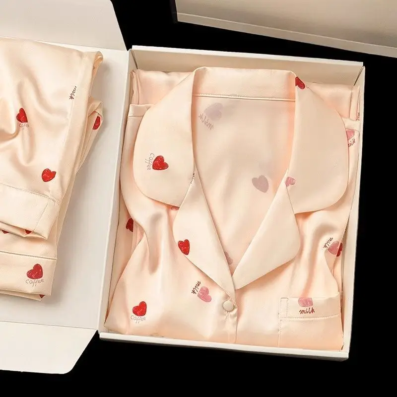 Elegant Real Mulberry Silk Pajamas Women Long Sleeve 2 Piece Set Luxury Ladies Sleepwear Homewear Suit Spring Autumn Summer XL