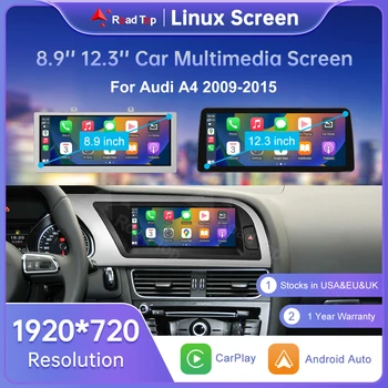 Pantalla Linux Multimedia de Radio superior de carretera para Audi A4 A5 2009-2015 inalámbrico CarPlay Android Auto Airplay función de reproductor de coche 1