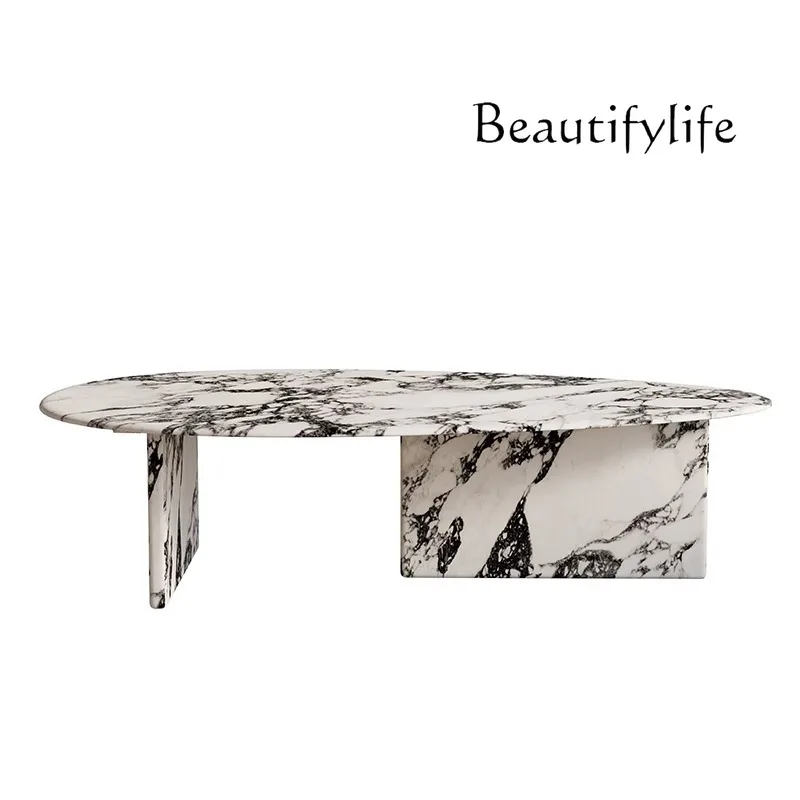 Vein Marble Irregular Shape, Luxury Small Living Room Centerpiece French Cream Coffee Table - Calacatta Gol