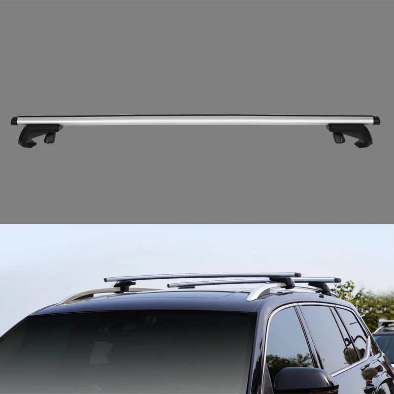 140cm Black And Silver Car Roof Racks Wing Bar Universal Auto Top Arc Shaped Aluminum Alloy Load Rod Premium Aerodynamic