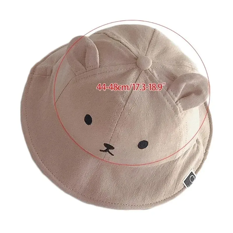 Cartoon Bear Shape Fisherman Hat Wide Brim Cotton Bucket Hat Summer Spring Outdoor Foldable Fisherman Cap for Toddler Dropship