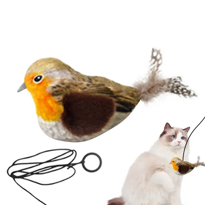 Bird Sound Cat Toy Interactive Cat Kicker Flapping Bird Vivid Bird Chirp Tweet Indoor Kitty Kitten Exercise Toys Rechargeable