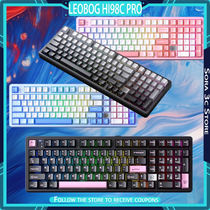 LEOBOG Hi98C Pro Mechanical Keyboard Bluetooth Tri Mode  Ergonomics Gasket Structure Hot Plug RGB 101Keys Office Gaming Keyboard