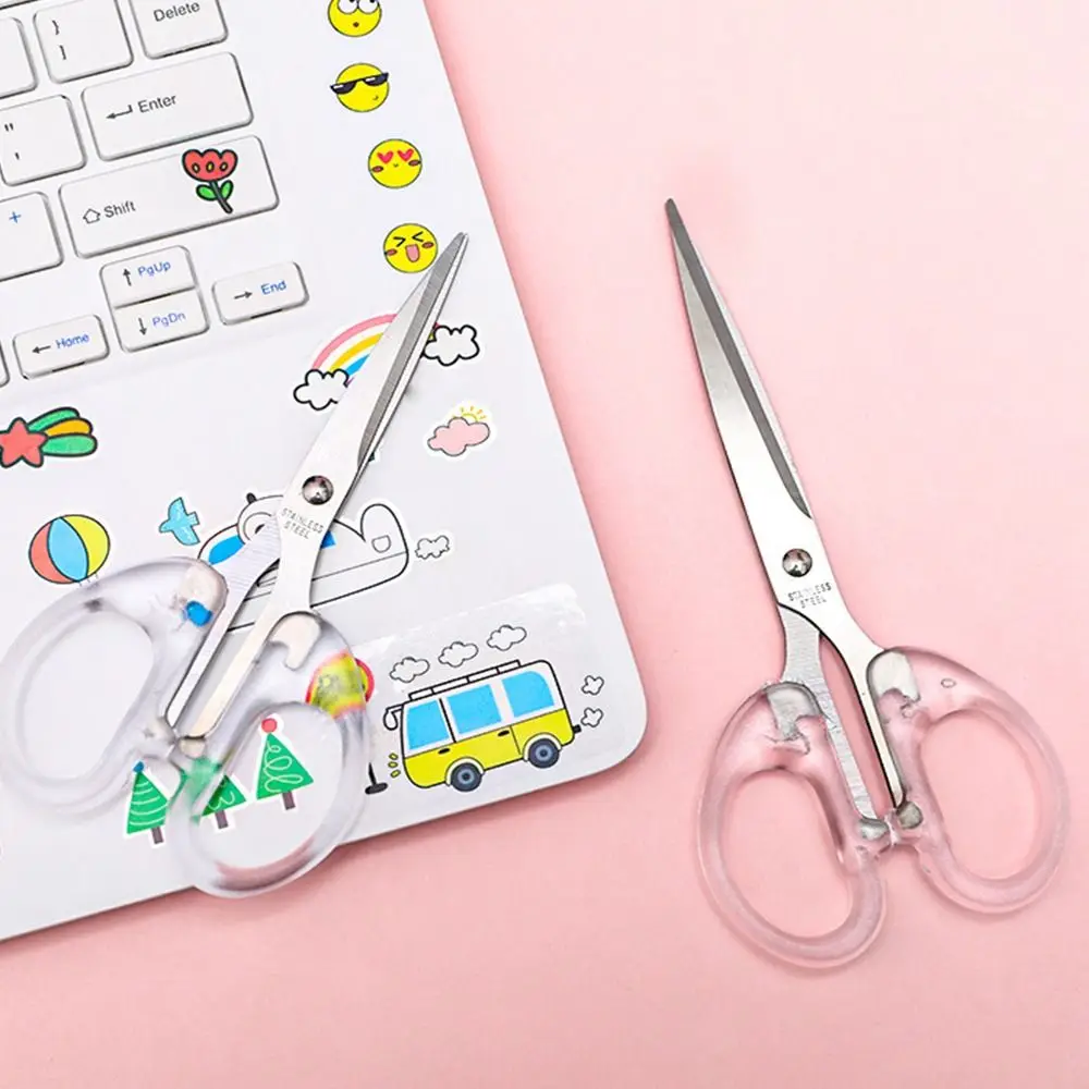 Girl Heart Ins Wind Transparent Small Scissors Student Handmade Art Stainless Steel Stationery Scissors Tailor Scissors Tool