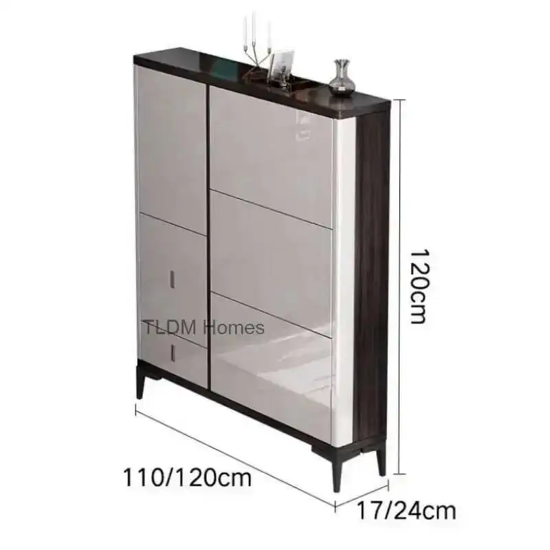 مع مقعد الأحذية تغيير رف الأحذية القابل للطي أثاث منزلي فاخر تخزين مدخل رقيقة جدا خزائن الأحذية المدخل الرف ز #6