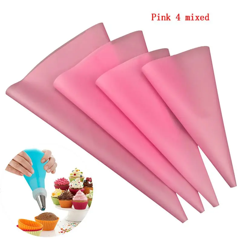 4PCS Silicone TPU Piping Bag Confectionery Bag Piping Bag Pastry Bags Icing Fondant Cake Cream Bag Pastries Cakes Baking Tools