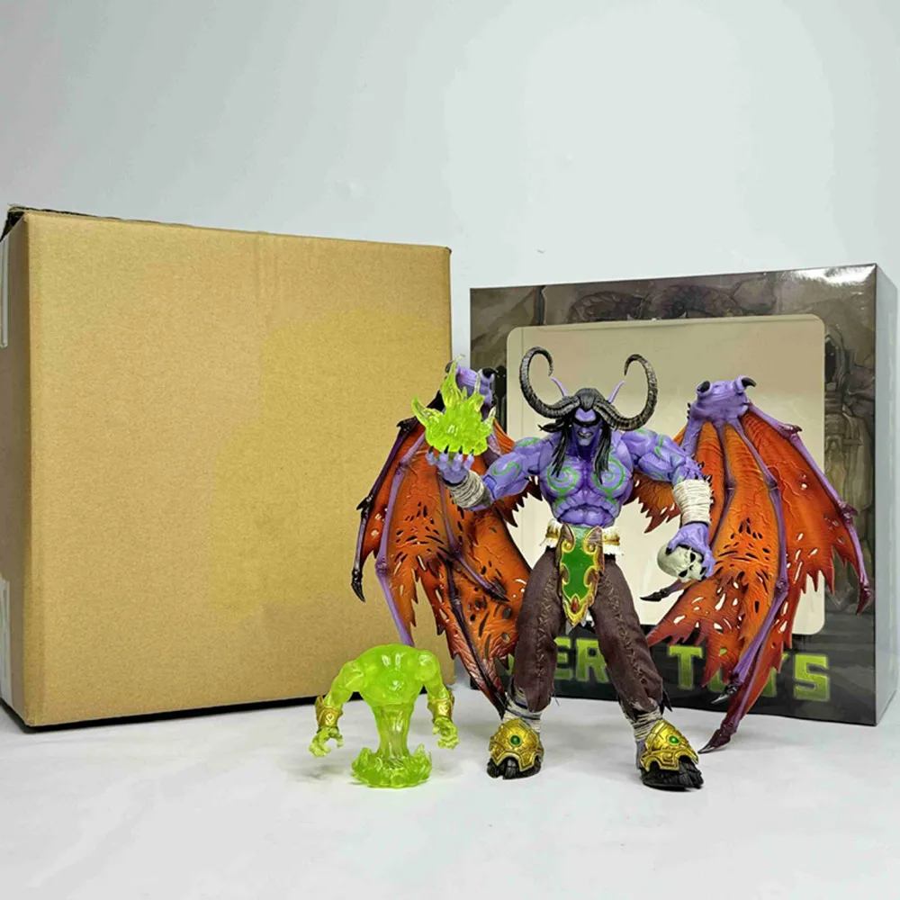 Game Demon Hunter Action Figure HearthStone Heroes of Warcraft Illidan Figure Hero Toys Glowing Statue PVC Model Decor Doll