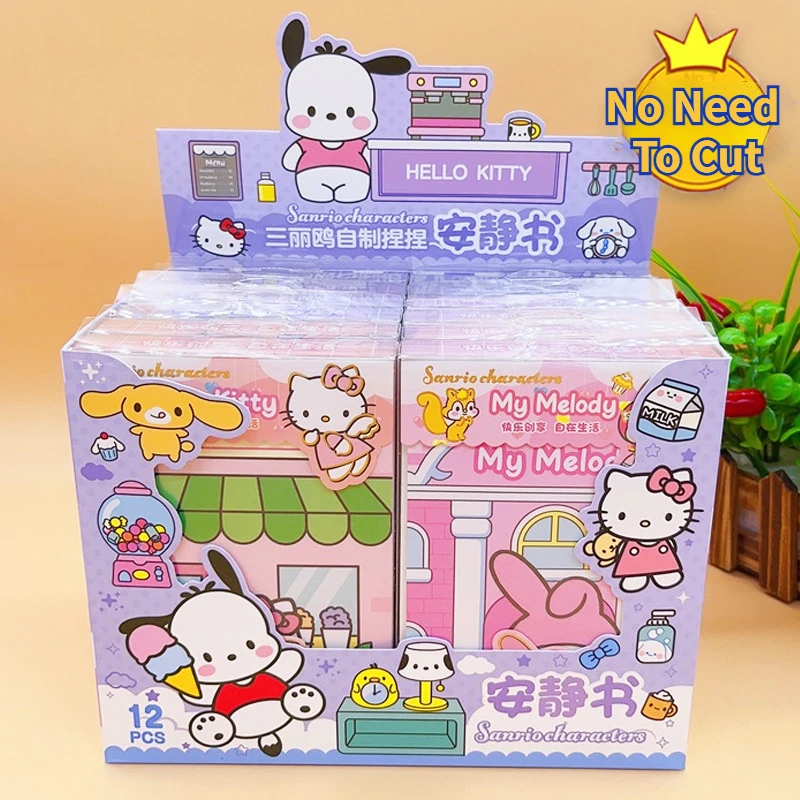 Sanrio Hello Kitty Melody Kurome Quiet Book No Need To Cut Child Manual Make Diy Cartoon Cute Sticker Girl Toy