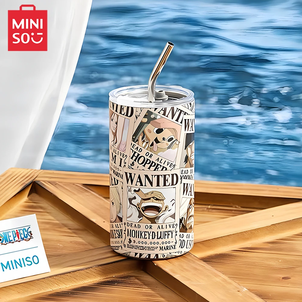 

MINISO 550ml stainless steel straw cup for One Piece, high-quality large capacity water bottle for Luffy